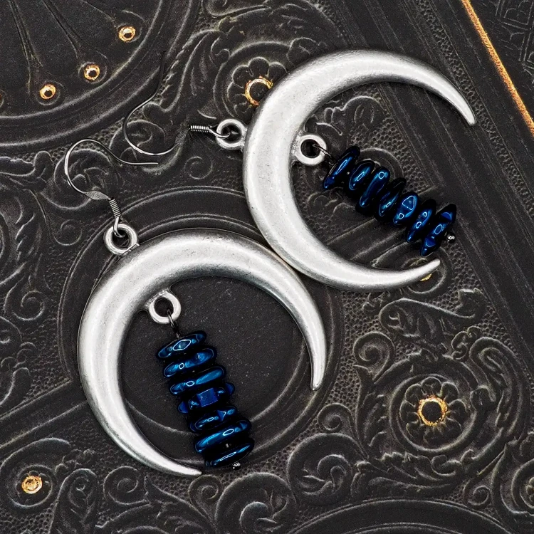 boheme noir kolczyki polkiężyce boho celestial.webp
