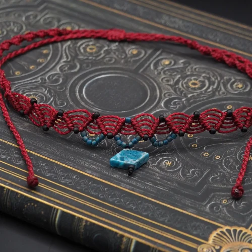 boheme noir choker obrozka makrama czerwony.webp