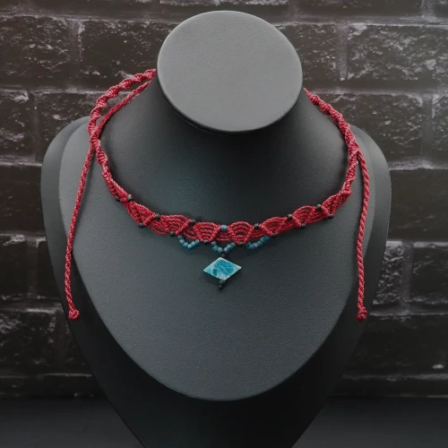 boheme noir choker makramowy czerwony z apatytem.webp