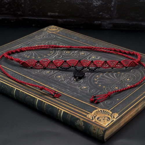 boheme noir choker czerwony makramowy boho gothic.webp