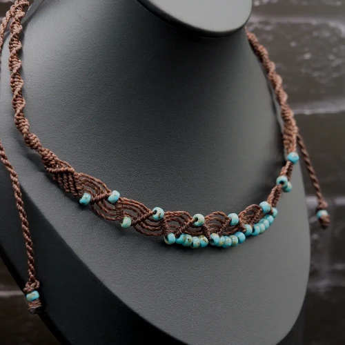 boheme noir naszyjnik boho makramowy brąz.webp