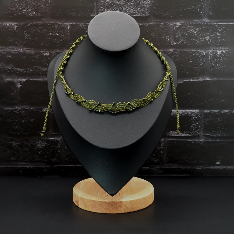 choker z makramy na szyje zielony boheme noir.webp