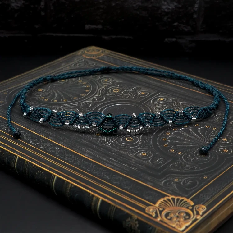boheme noir choker z makramy turkusowy.webp