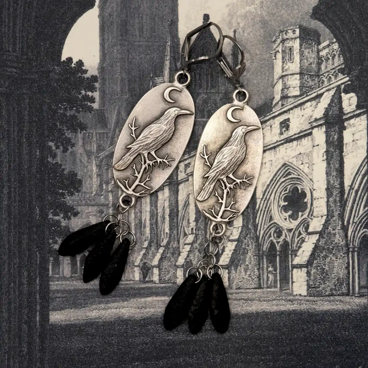 kolczyki gotyk kruki boheme noir.webp