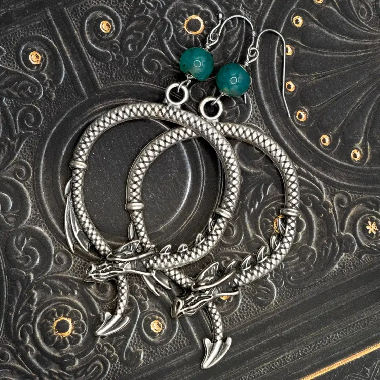 boheme noir kolczyki smoki green dragon.webp