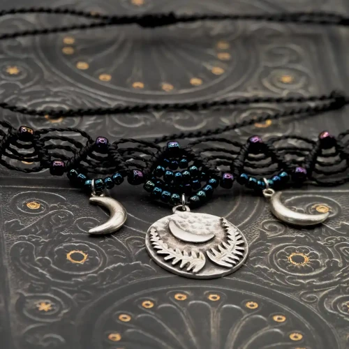 boheme noir choker dark boho paprocie księżyc.webp