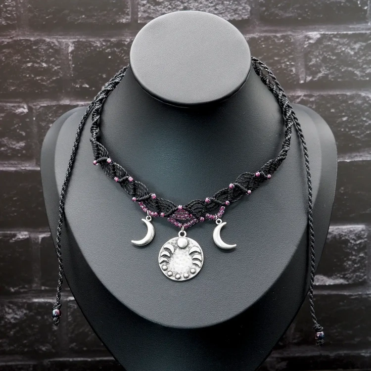 boheme noir choker dark boho witchy moon phases fazy ksiezyca.webp