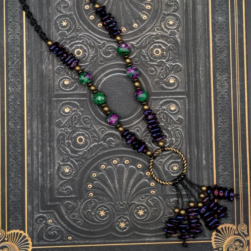 naszyjnik dark boho makrama boheme noir.webp