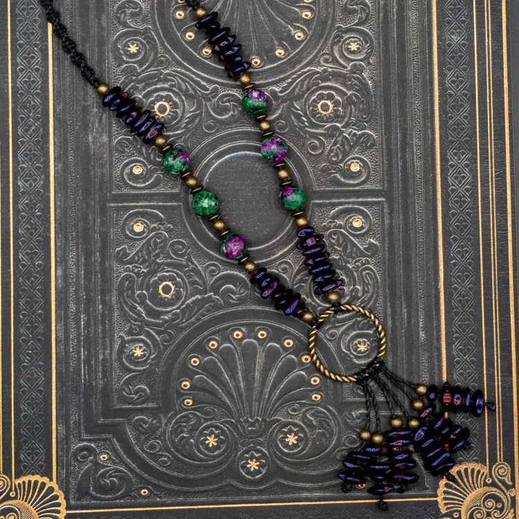 naszyjnik dark boho makrama boheme noir.webp