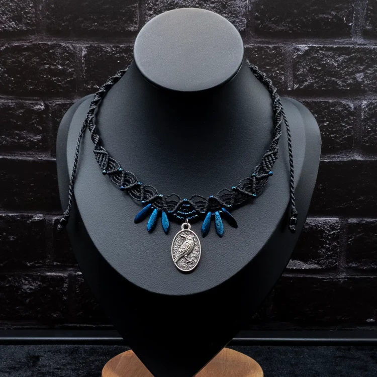 choker gotyvki wiktoriański kruk boheme noir.webp