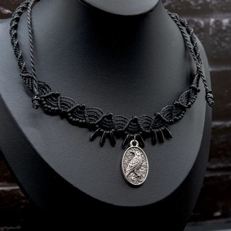 boheme noir choker makrama dark boho kruk.webp
