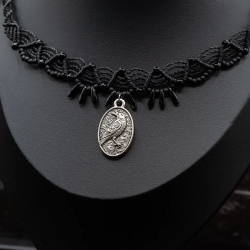 boheme noir gotycki choker czarny wiktoriański kruk.webp
