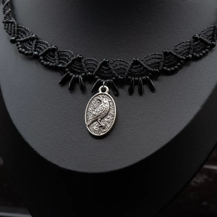boheme noir gotycki choker czarny wiktoriański kruk.webp