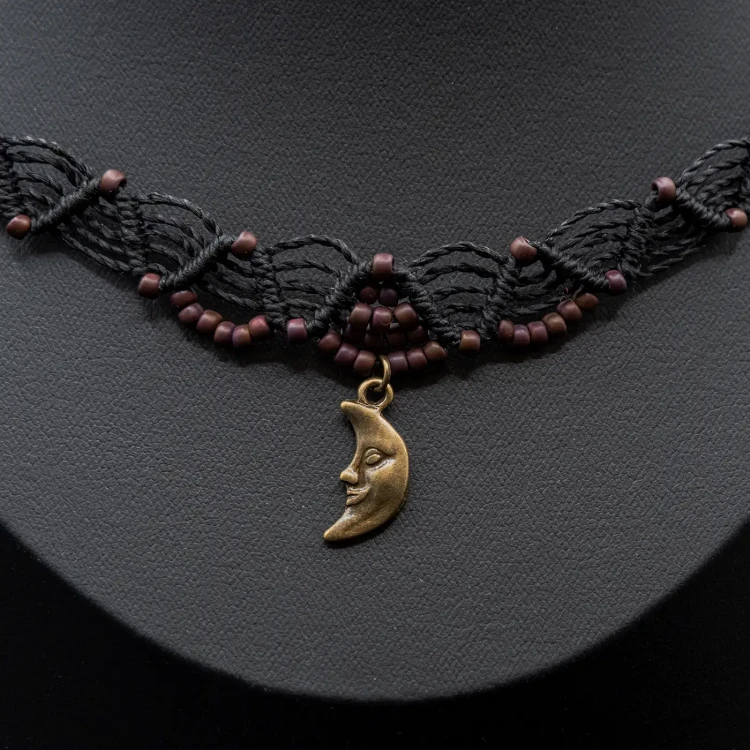 boheme noir choker makrma czarny celestial księzyc.webp