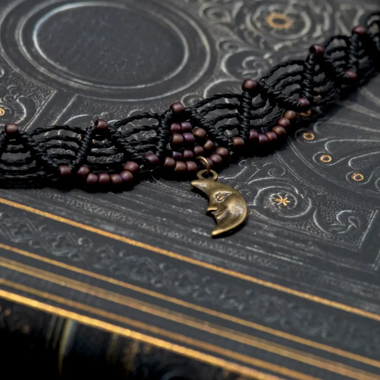 choker czarny księżyc boheme noir celestial.webp