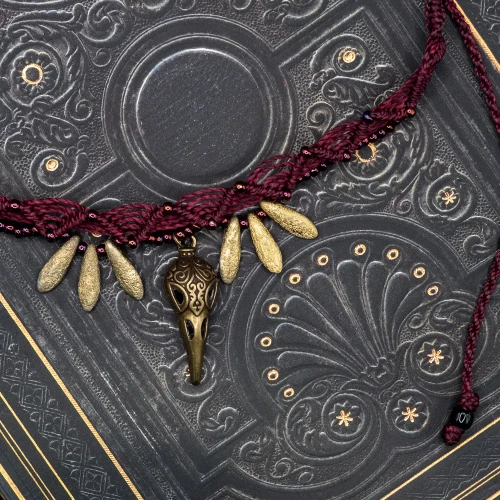 choker burgund i złoto boheme noir.webp