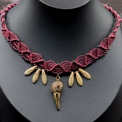 choker z krukiem burgundowy boheme noir.webp