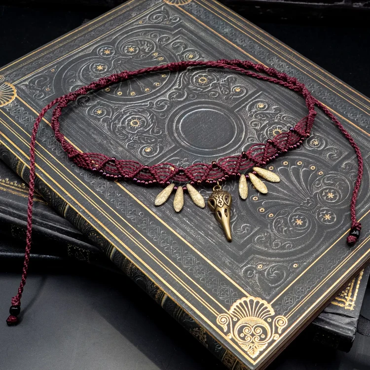 naszyjnik rękodzieło choker makramowy boho boheme noir.webp