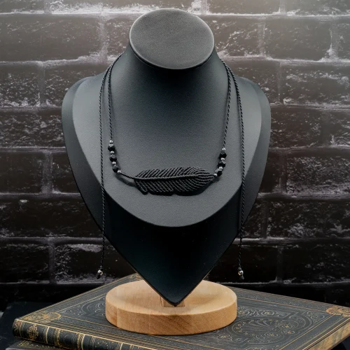 choker pióro czarny makramowy boheme noir.webp
