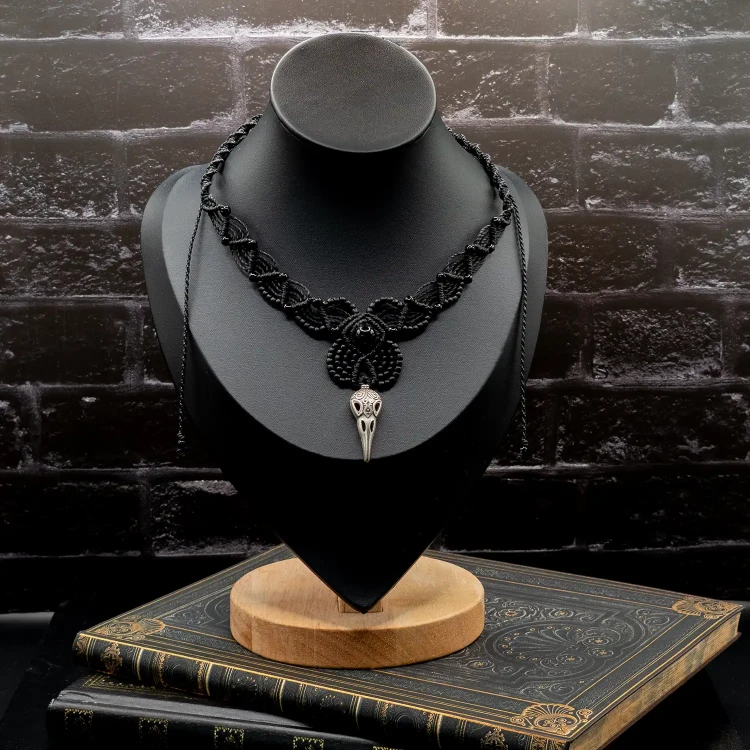 choker czaszka kruka czarny boheme noir.webp