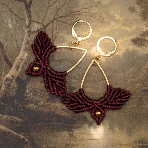 kolczyki mikromakrama burgund boheme noir.webp