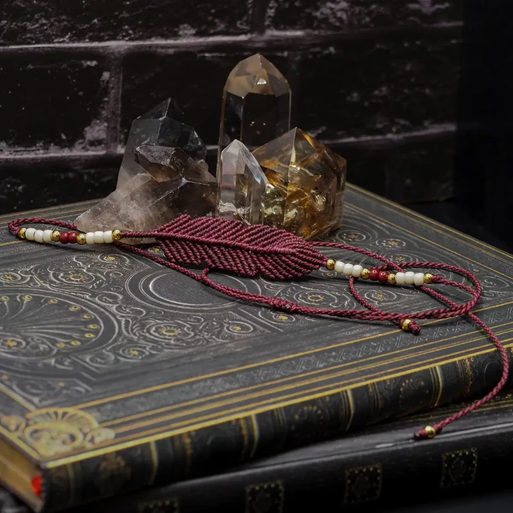 choker mikromakrama burgundowy.webp