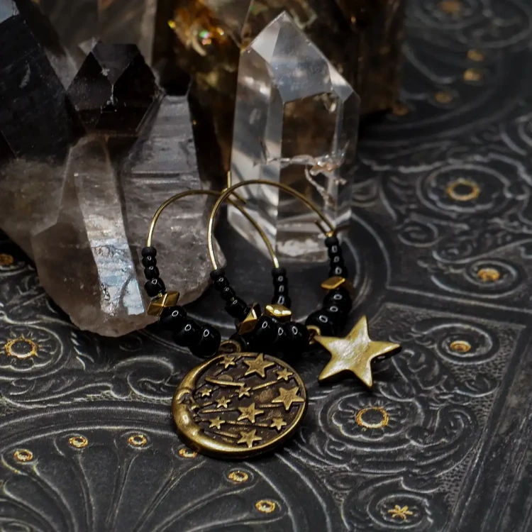 kolczyki boheme noir whimsical celestial ksiezyc gwiazdy.webp