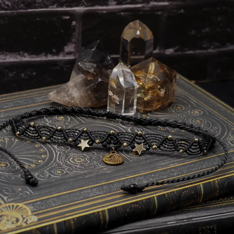 choker mikromakrama czarny celestial