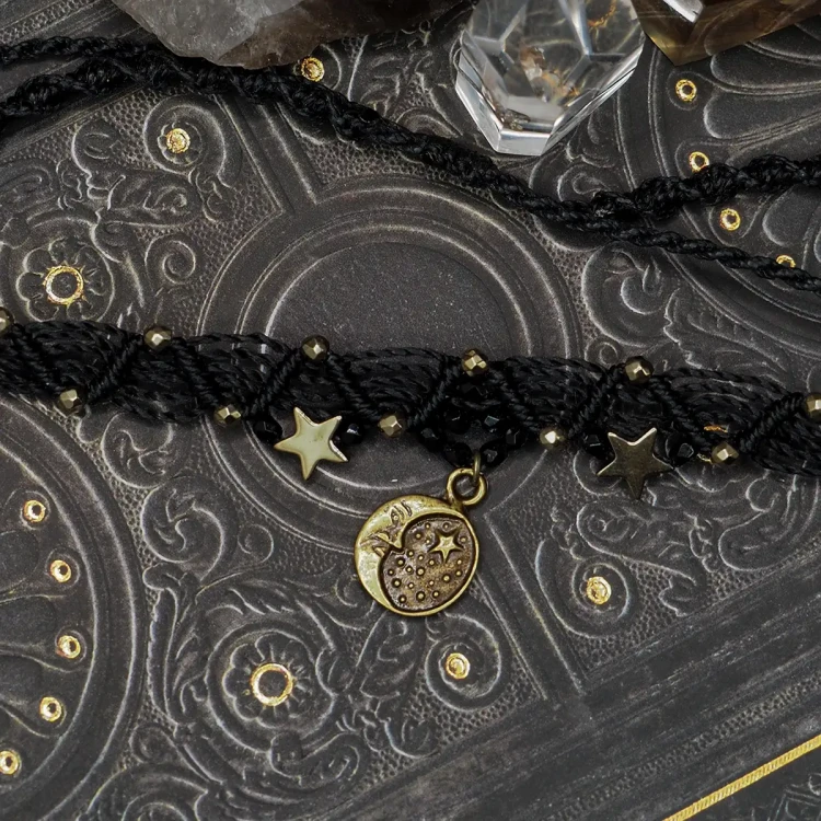 choker makramowy czarny whimsigothic celestial